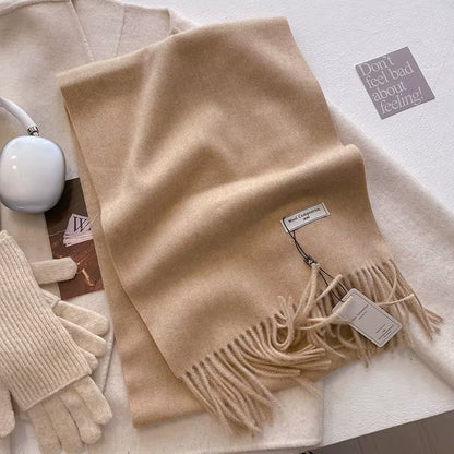 Luxury Winter Wool Scarf Women Cashmere Warm Pashmina Brand Foulard Female Shawls Wraps Thick Soft Bufanda Scarves Stole 2024