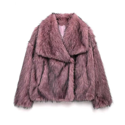Chic Faux Fur Coat - Luxurious Plush Fluffy Women's Jacket for Autumn/Winter 2025 in Stylish White, Red, Gray, and Black