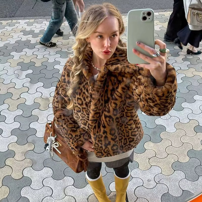 Chic Faux Fur Coat - Luxurious Plush Fluffy Women's Jacket for Autumn/Winter 2025 in Stylish White, Red, Gray, and Black