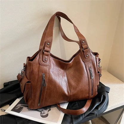 Soft Interior Compartment Shoulder Bags 2025 High Quality Contrasting Colors Bags for Women Fashion Zipper Pu Women'S Handbags