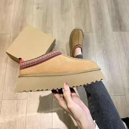 2025 New Winter Women'S Short Plush Flats Snow Boots Warm Suede Thick-Soled Shoes Women'S Chelsea Boots Large Size Botas Mujer