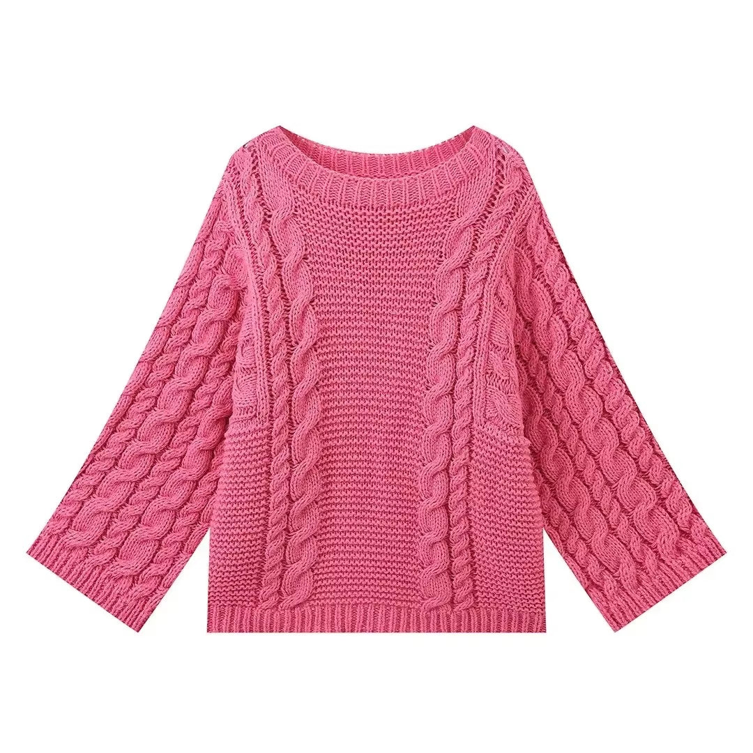 Yaminiya Winter Clothes Women Women'S Turtleneck Long Sleeve Pink Sweater Prairie Chic Solid Vintage Sweater Oversize Pullover