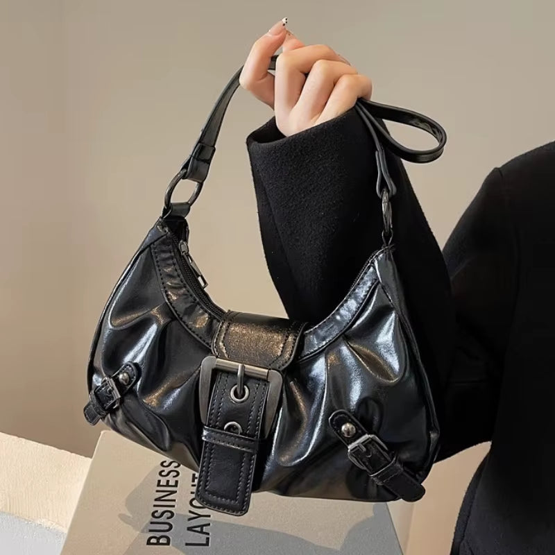 Y2K Retro Pleated Hobo Shoulder Bag for Women Hot Selling Maillard Style Underarm Bag Clutch Handbags for Travel Work Shopping